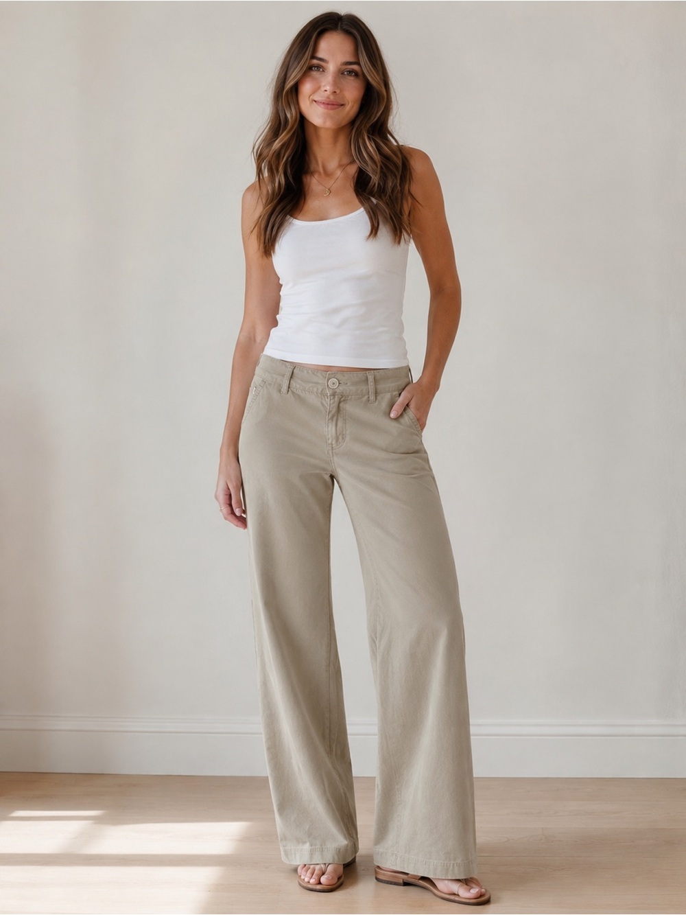 BKE Serena Curvy Fit Khaki Wide Leg Pants 31 Mid Rise Y2K Utility Casual Stretch - Picture 1 of 14